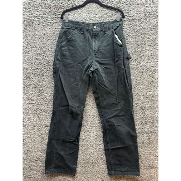 Carhartt Loose Fit‎ Washed Duck Flannel-Lined Utility Work Pant Black Size 30x32